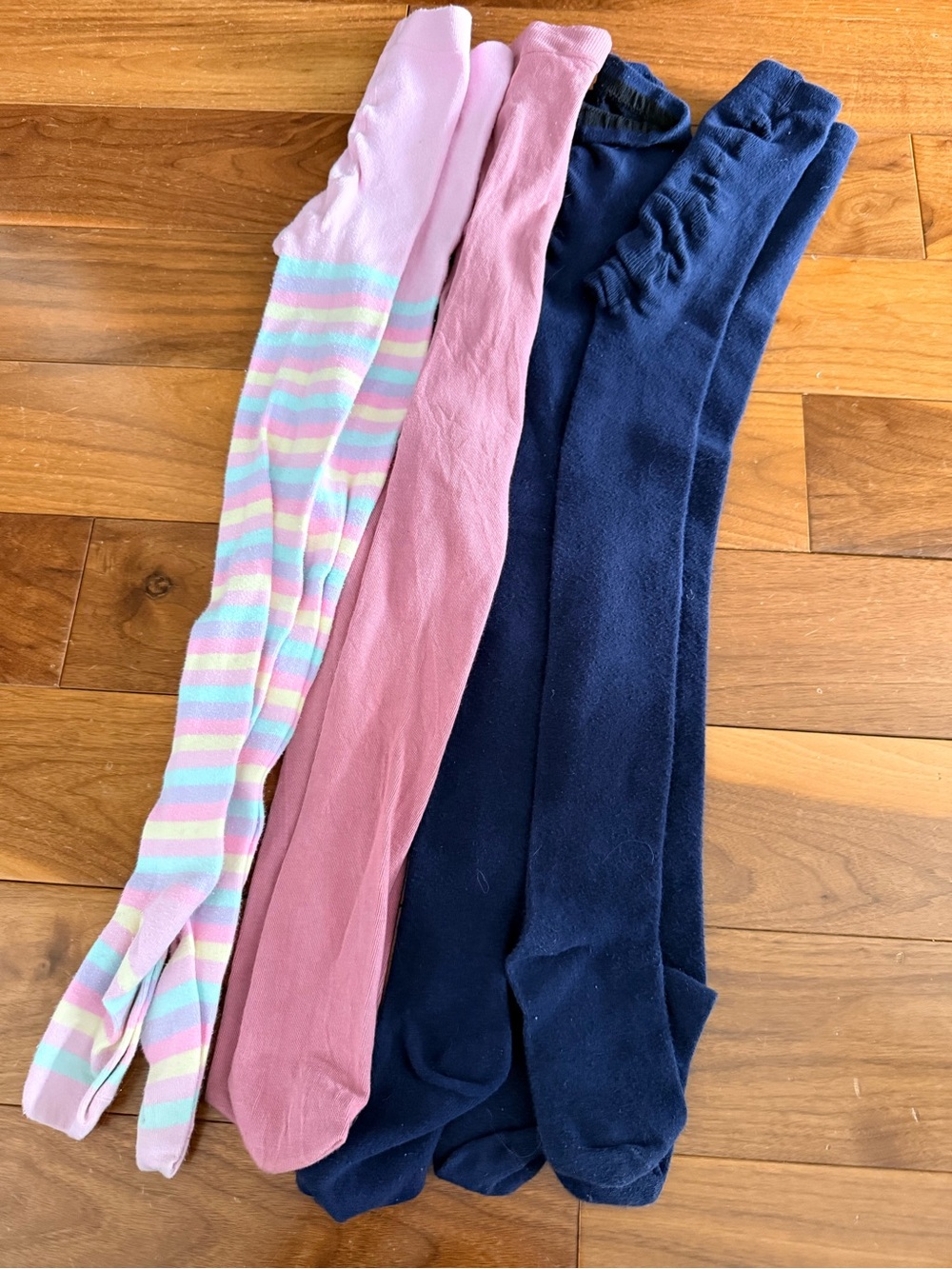 Kids' Cotton Blend Tights - Pink, Navy & Pastel Stripe size 8-10